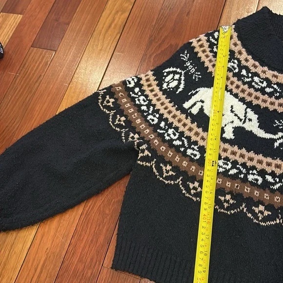 Nellie fair Isle Free people elephant Black and Brown Sweater size S/P - Picture 9 of 10